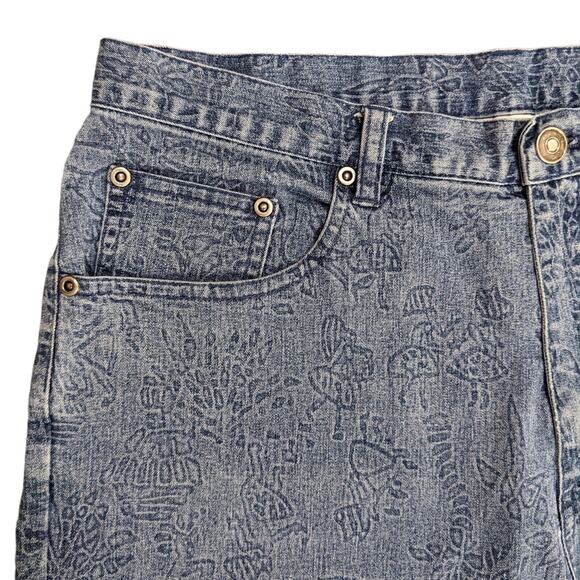 Chico's Design Straight Leg Jeans Women Size 1.5 (US 10) Art-to-Wear Island Art - Picture 5 of 10